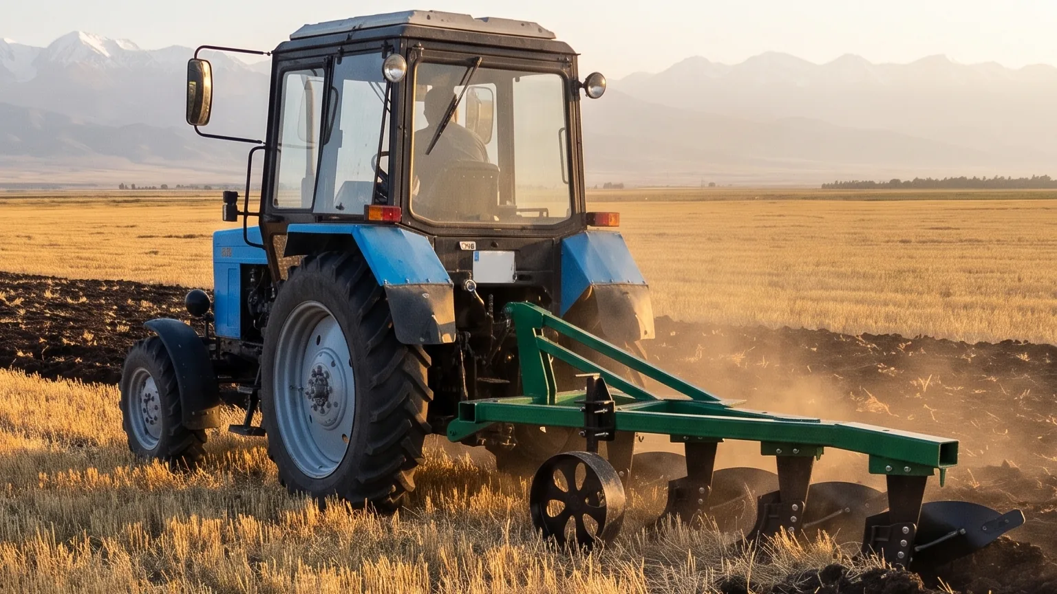 Tractor with an IMA-X plough in the field